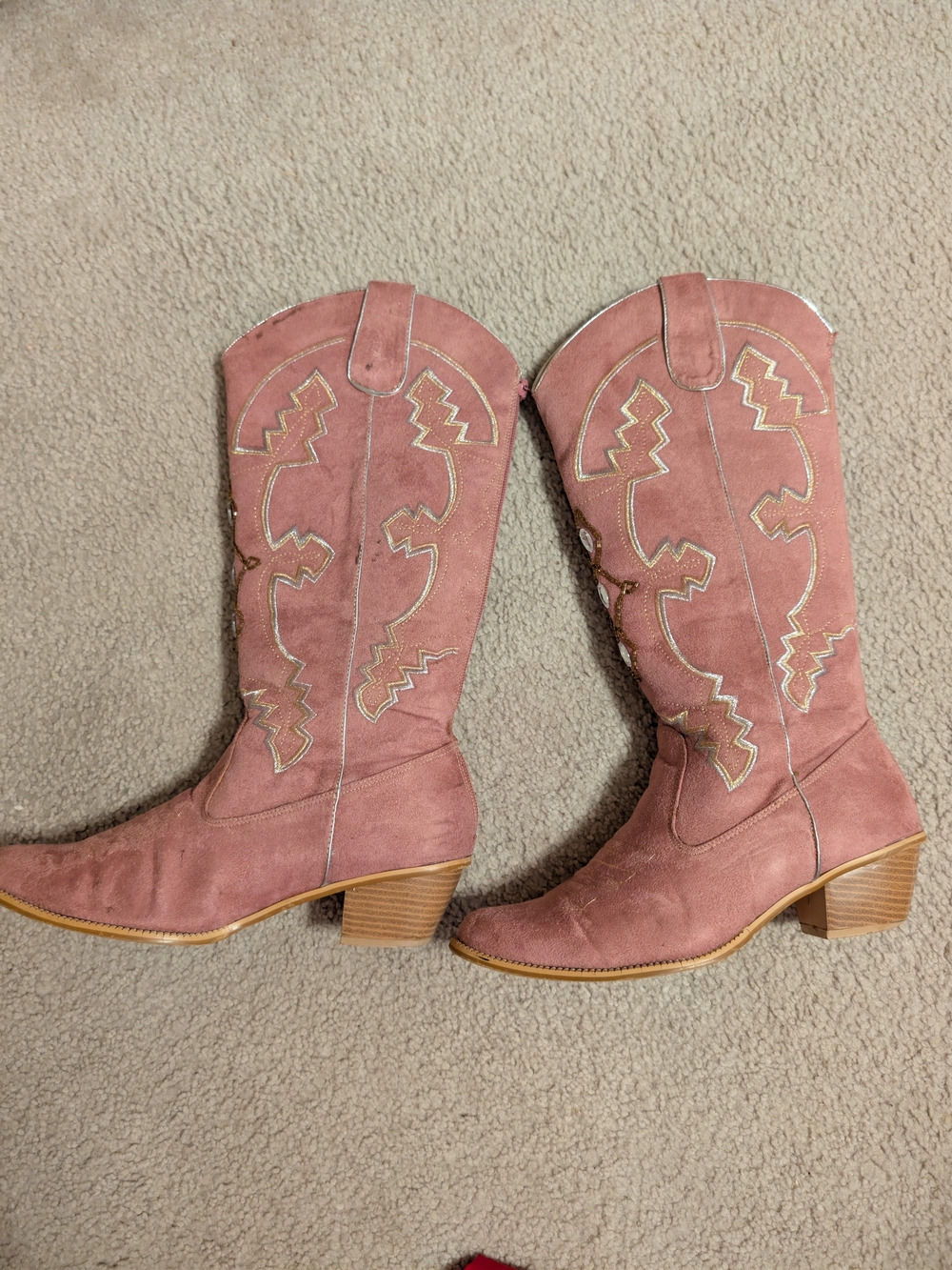 Women's Pink Suede Western Cowboy Boots